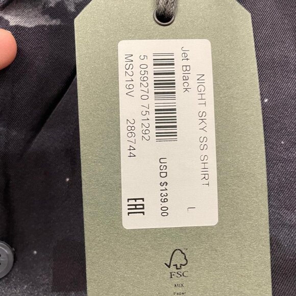 NWT - Allsaints Night Sky SS Shirt in Black, Relaxed Fit, Large - Picture 10 of 14